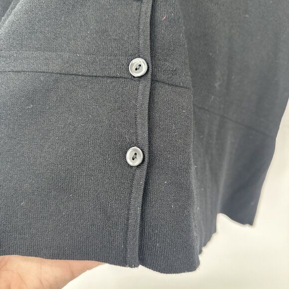 Talbots Sweater Womens Petite 1X Black Cardigan Rayon Knit V-Neck Crop Vintage - Picture 7 of 7